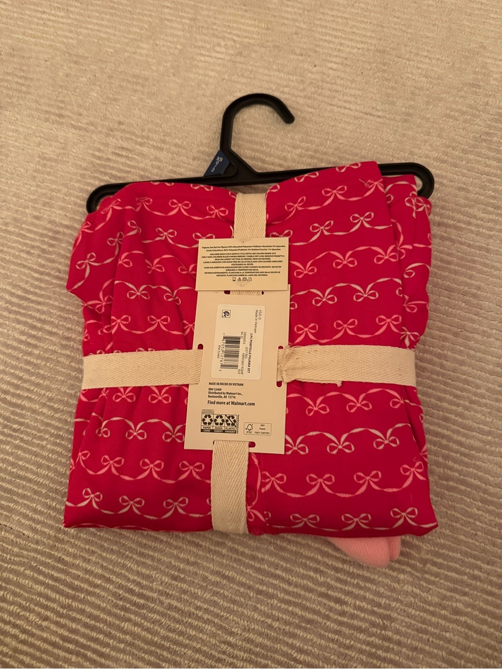 No Boundaries Pink Bow-Print Pajama & Sock Set - Picture 2 of 5
